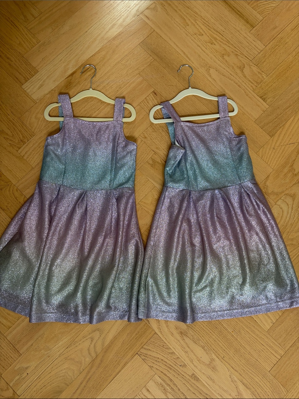 Pippa & Julie Shimmery Ombre Purple and Green Girls'  Dresses (Twins)